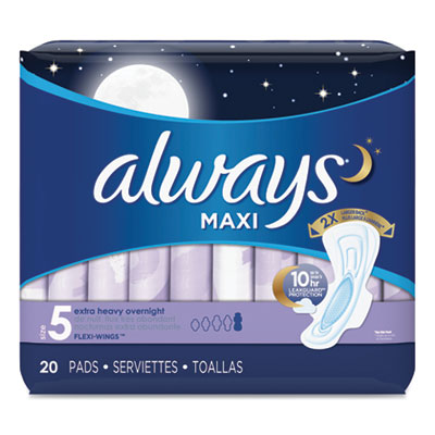 Always Maxi Pads, Extra Heavy Overnight, 20 per Pack