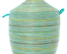 Large Seaside Stripes Laundry Hamper Basket