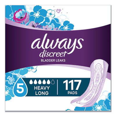 Always Discreet Sensitive Bladder Protection Pads, Heavy, Long, 39-Pack