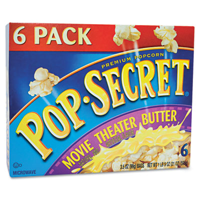 Pop Secret Microwave Popcorn, Movie Theater Butter, 3.2 oz Bags, 6 per Box
